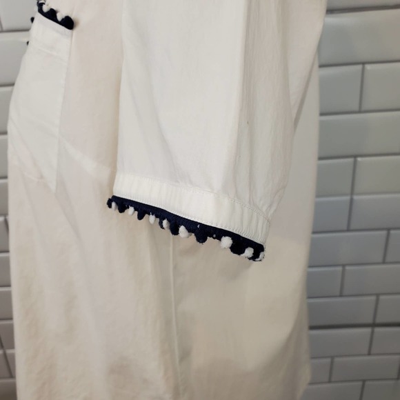 CROWN & IVY| POM POM WHITE DRESS SHIRT 100%  COTTON WOMEN'S SIZE SMALL - Picture 8 of 17